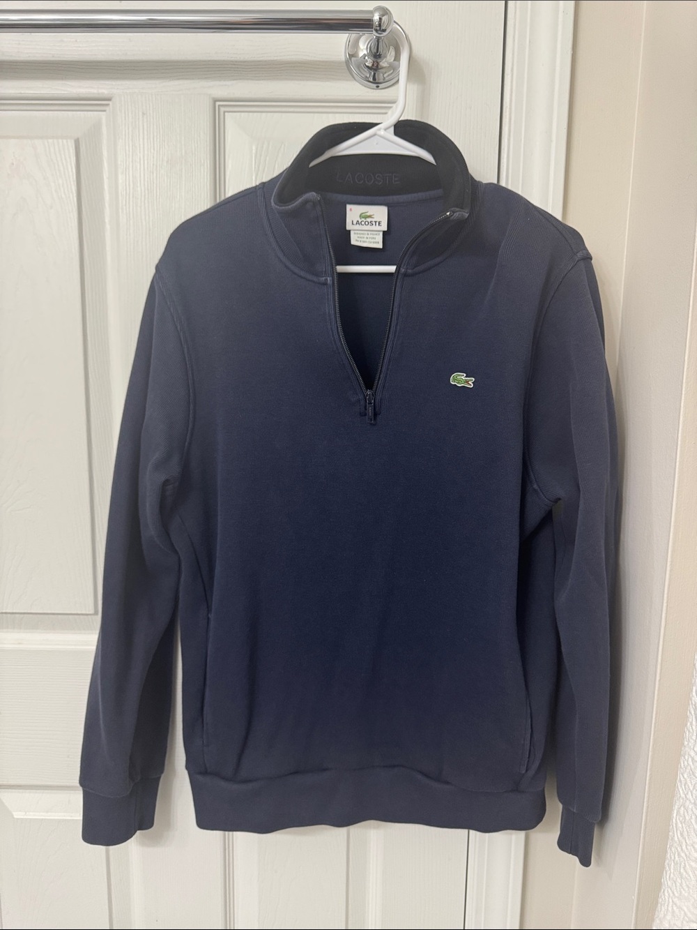 Lacoste Men's Navy Half-Zip Pullover with Green Crocodile